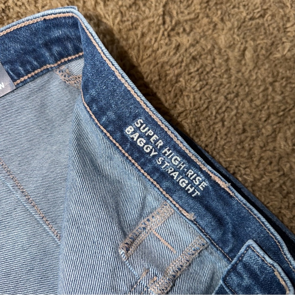 Women’s American Eagle Baggy Straight Jeans Size 14 Long - Picture 8 of 9